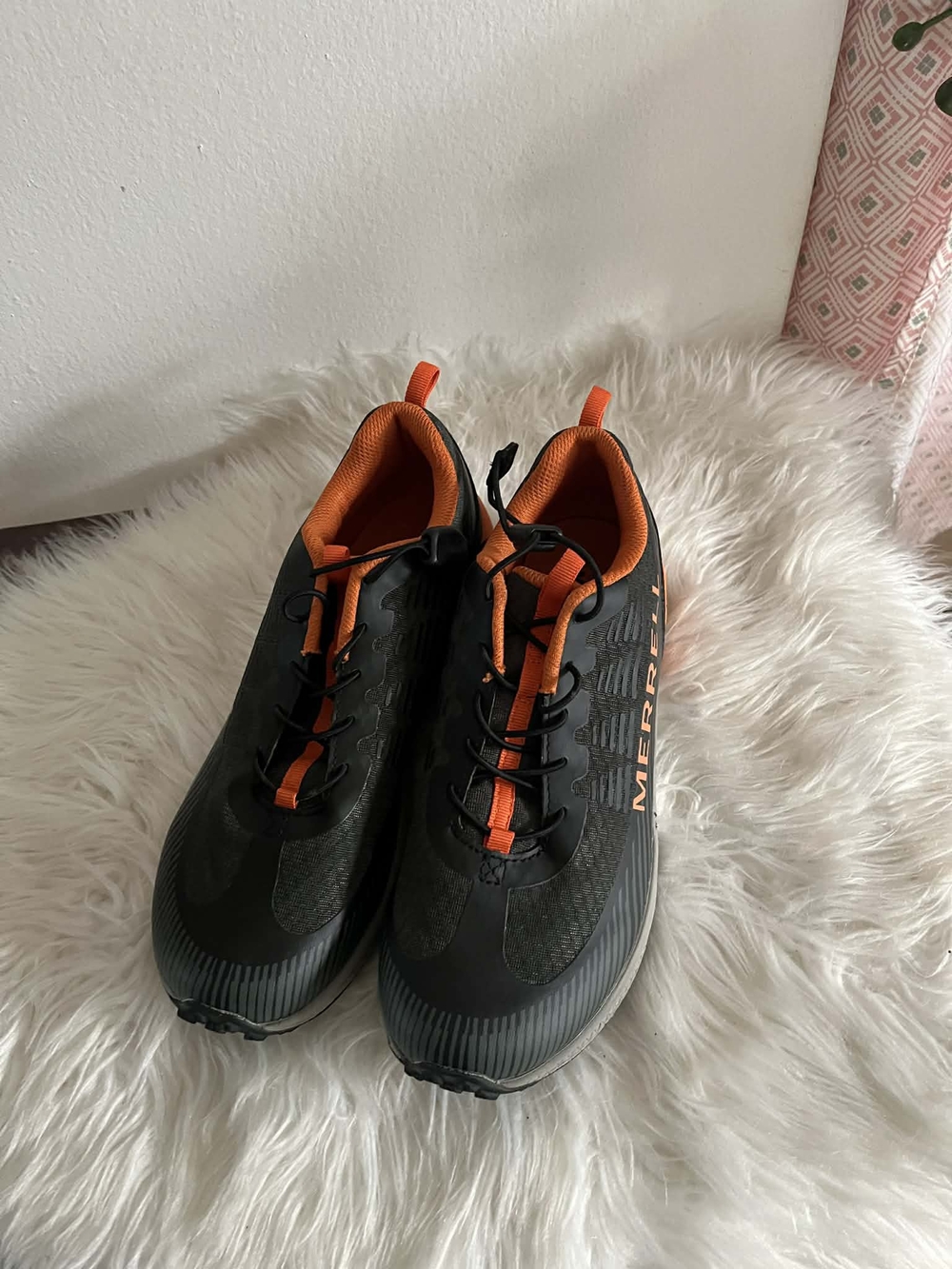 Merrell Big Kids Black and Orange Trail Runners